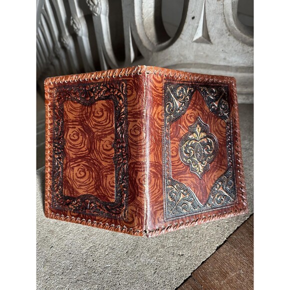 Vintage French Embossed Leather Notebook Cover For Journaling and Artists - Picture 4 of 4